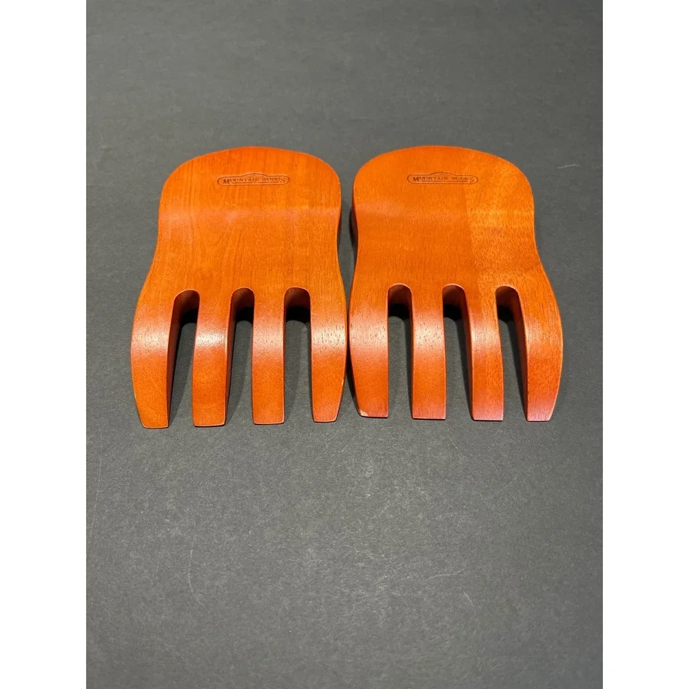 Mountain Woods Hardwood Salad Hands Servers Set of 2 Ergonomic Tossing Claws